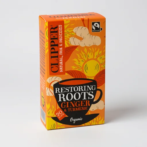 Clipper Fairtrade Restoring Roots Ginger & Turmeric Organic Tea Bags x20 36g