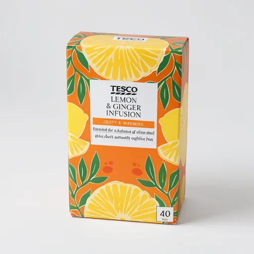 Tesco Lemon & Ginger 40 Tea Bags 80G