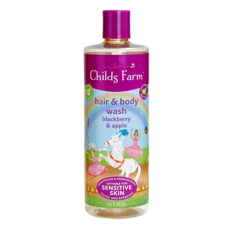 Childs Farm Blackberry & Apple Hair & Body Wash Gentle Tear Free Formula for Kids Babies & Sensitive Skin 250ml