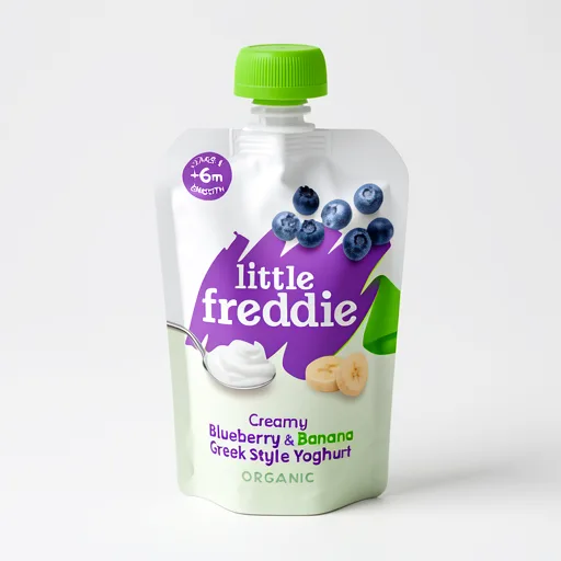 Little Freddie Organic Blueberry & Banana Greek Style Yoghurt Baby Food Pouch 6+ Months 100g