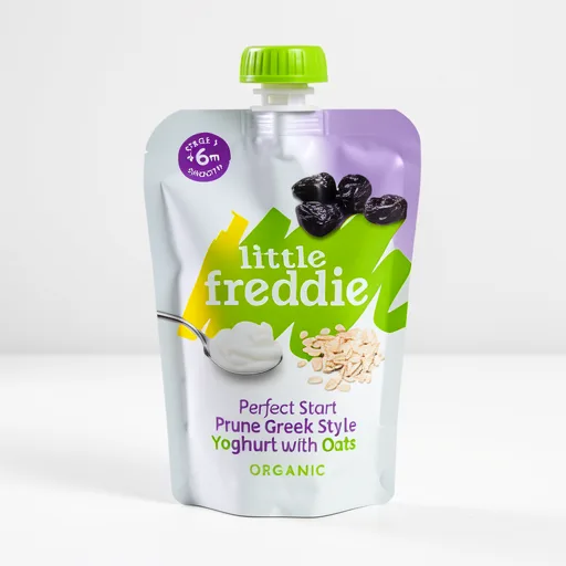 Little Freddie Organic Prune Greek Style Yoghurt with Oats Baby Food Pouch 6+ Months 100g