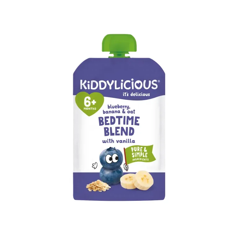 Kiddylicious Pouches Bedtime Blend Blueberry, Banana & Oat 6m+ 100g