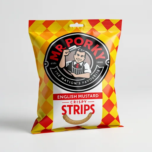 Mr Porky English Mustard Crispy Strips 32g