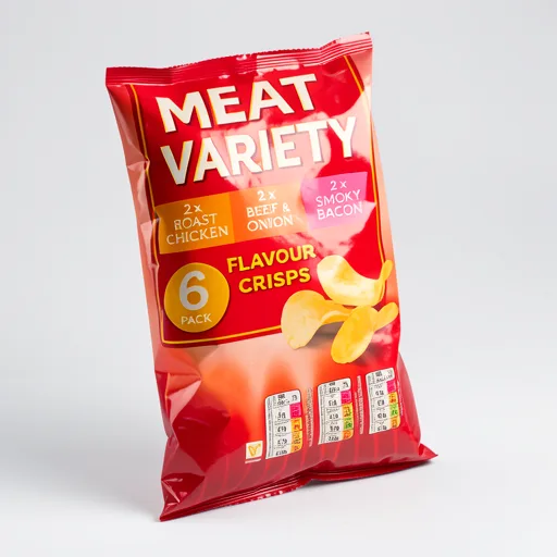 ASDA Meaty Variety Flavour Crisps 6 x 25g (150g)