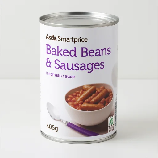 JUST ESSENTIALS by ASDA Smart Price Baked Beans & Sausages in Tomato Sauce 405g
