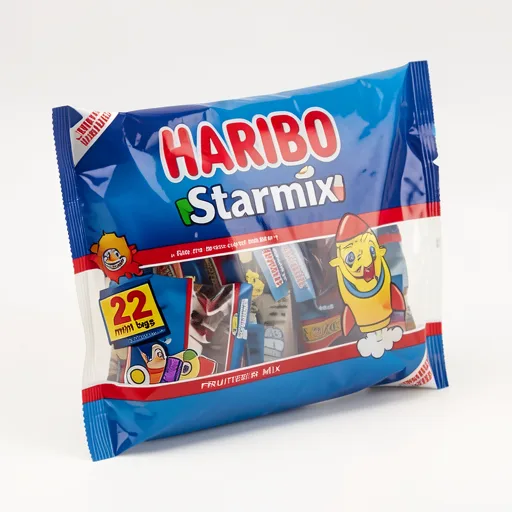 Haribo Starmix Minis Fruit & Cola Flavour Jelly & Foam Sweets 22 x 16g Fun Size Bags Multipack 352g