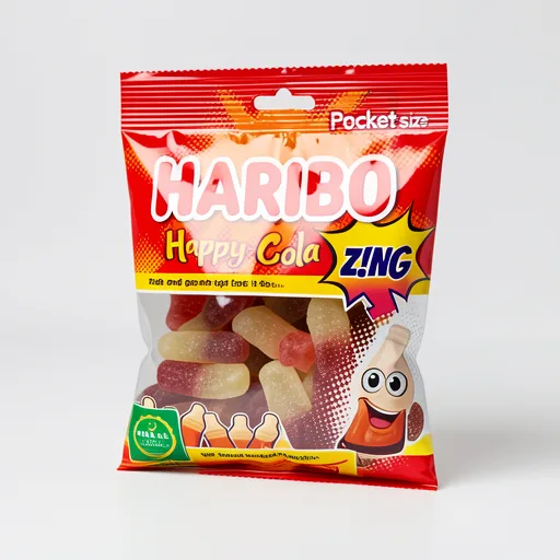 Haribo Happy Cola Zing Halal Fizzy & Jelly Sweets Sharing Bag 100g