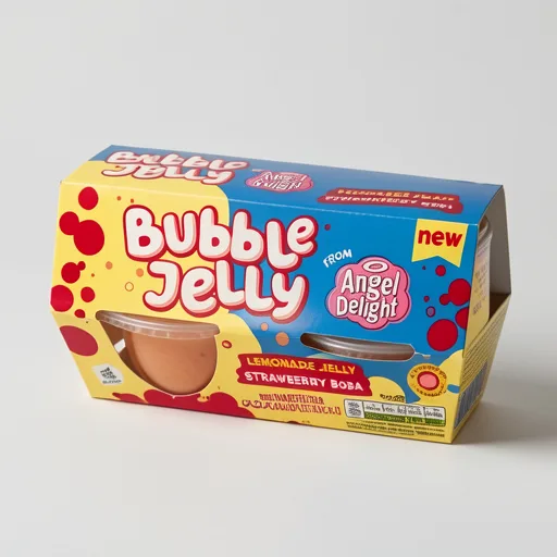 Angel Delight Lemonade Jelly and Strawberry Boba Bubble Dessert Snack Pot x4