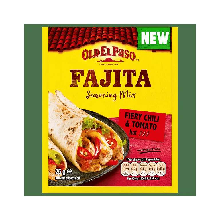 Old El Paso Hot Chili & Tomato Fajita Seasoning Mix 25g