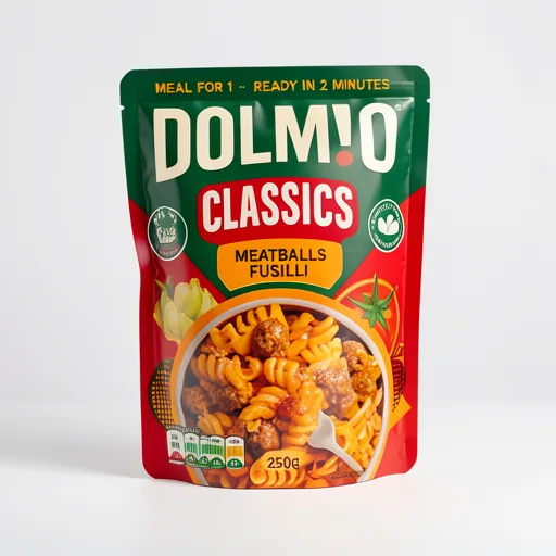 Dolmio Classics Meatballs Fusilli Microwave Instant Pasta Meal 250g