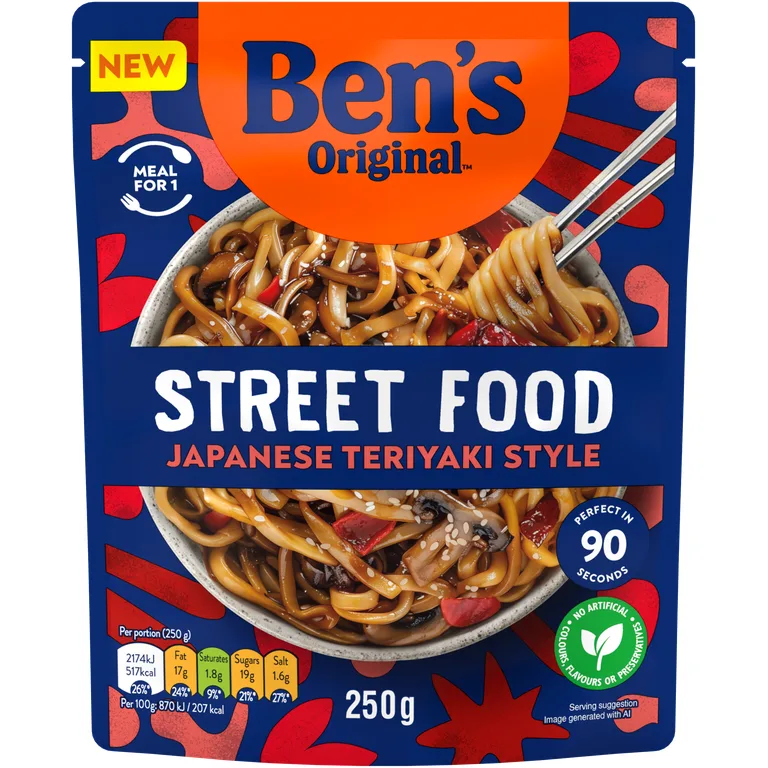 Ben's Original Street Food Japanese Teriyaki Sauce Noodles Ready Meal 250g