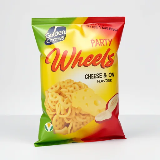 Golden Cross Party Wheels Cheese & Onion Flavour 90g