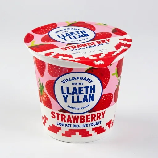 Village Dairy Llaeth y Llan Strawberry Low Fat Bio-Live Yogurt 125g