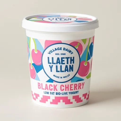 Village Dairy Llaeth y Llan Black Cherry Low Fat Bio-Live Yogurt 125g