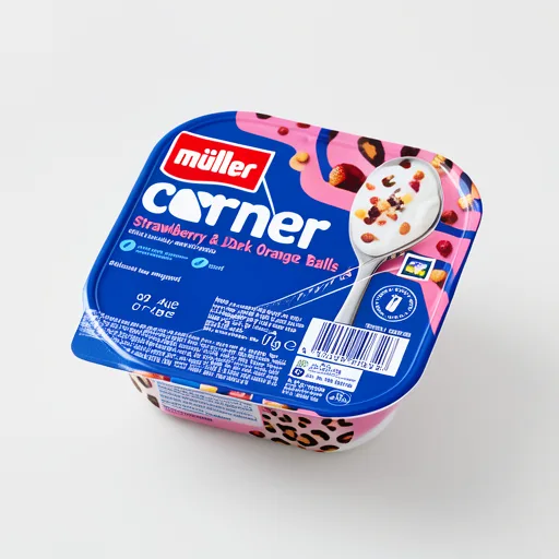 Muller Corner Strawberry & Choc Orange Balls Deliciously Creamy Yogurt 124g