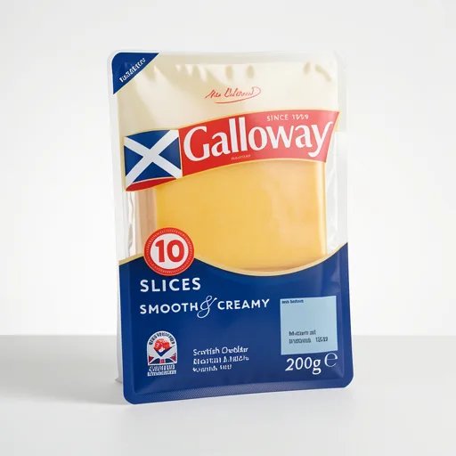 Galloway Medium Scottish Coloured Cheddar Cheese 10 Slices 200g