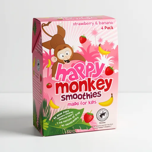 Happy Monkey Strawberry & Banana Kids Smoothie 4x180ml