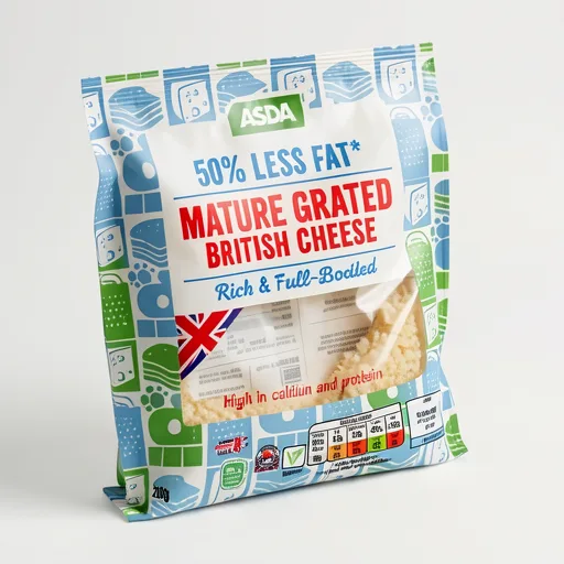 ASDA 50% Less Fat Mature Grated British Cheese 200g