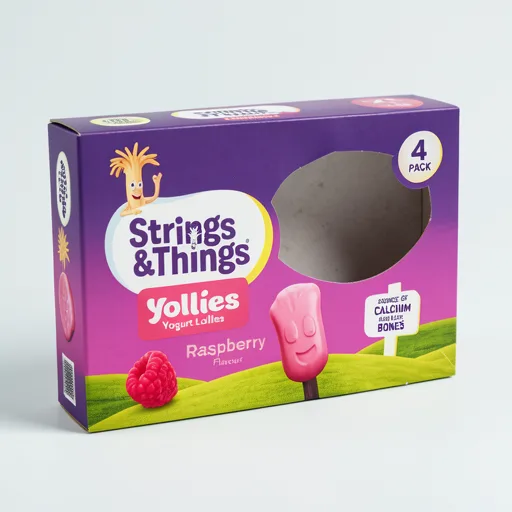 Strings & Things Yollies Yogurt Lollies Raspberry Flavour 100g (4 x 25g)