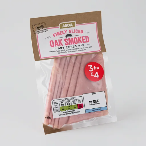 ASDA Finely Sliced Oak Smoked Dry Cured Ham 120g