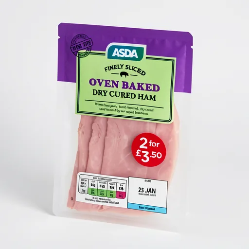 ASDA Finely Sliced Oven Baked Dry Cured Ham 120g