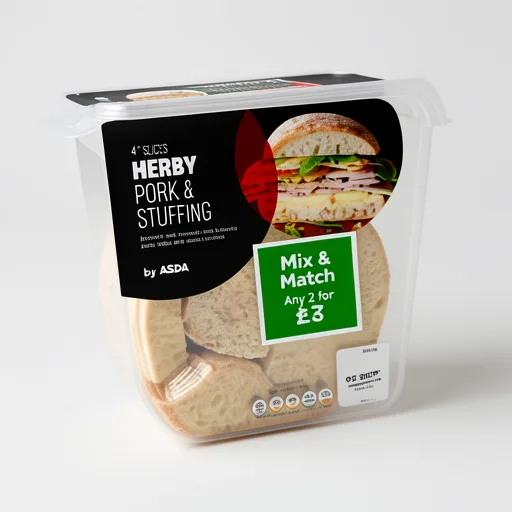 ASDA 4 Slices Herby Pork & Stuffing 130g