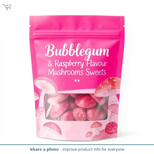 Bubblegum & Raspberry Flavour Mushrooms Sweets