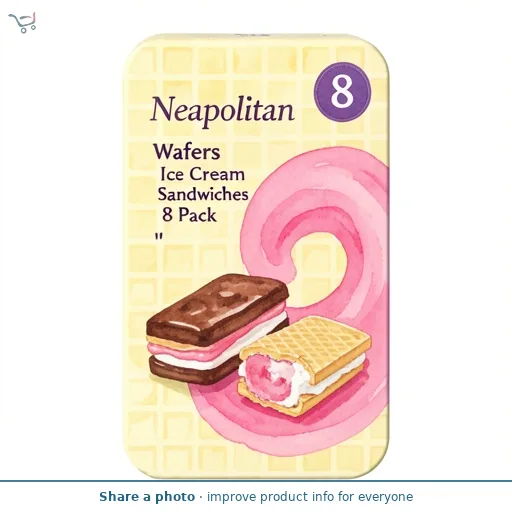 Neapolitan Wafers Ice Cream Sandwiches 8 Pack