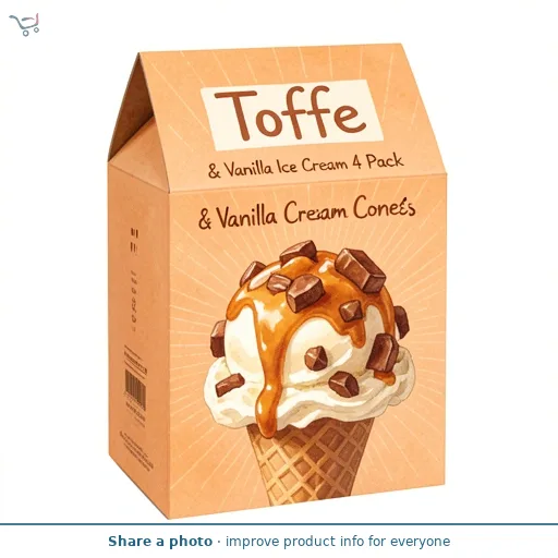 Toffee & Vanilla Ice Cream Cones 4 Pack