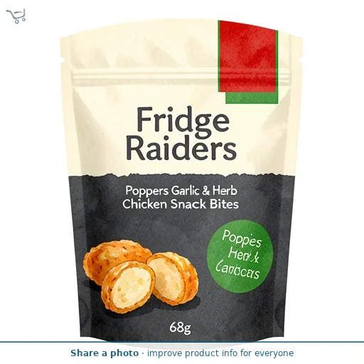 Fridge Raiders Poppers Garlic & Herb Chicken Snack Bites 68g