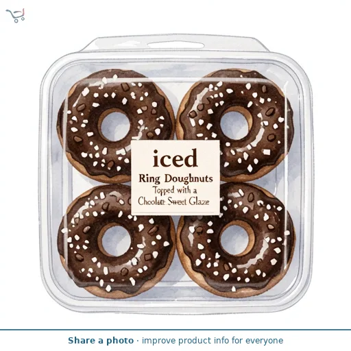 Iced Ring Doughnuts Topped with a Chocolate Sweet Glaze