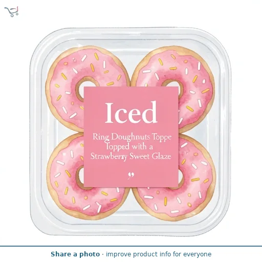 Iced Ring Doughnuts Topped with a Strawberry Sweet Glaze