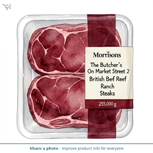 Morrisons The Butcher's On Market Street 2 British Beef Ranch Steaks 255g