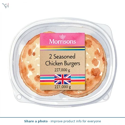 Morrisons 2 Seasoned Chicken Burgers 227g