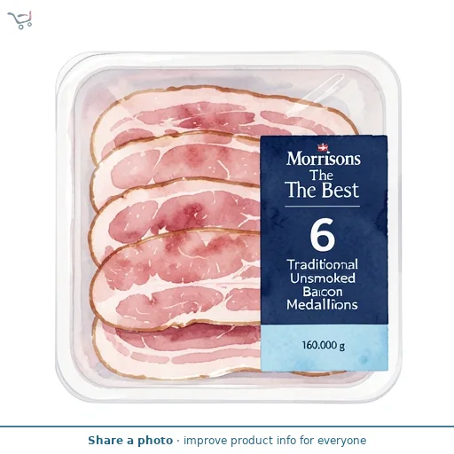 Morrisons The Best 6 Traditional Cure Unsmoked Bacon Medallions 160g