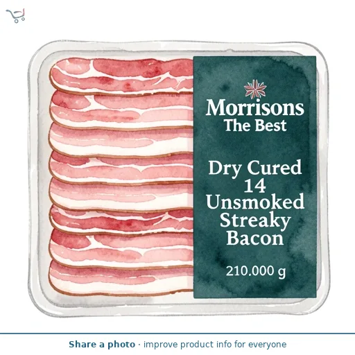 Morrisons The Best Dry Cured 14 Unsmoked Streaky Bacon 210g