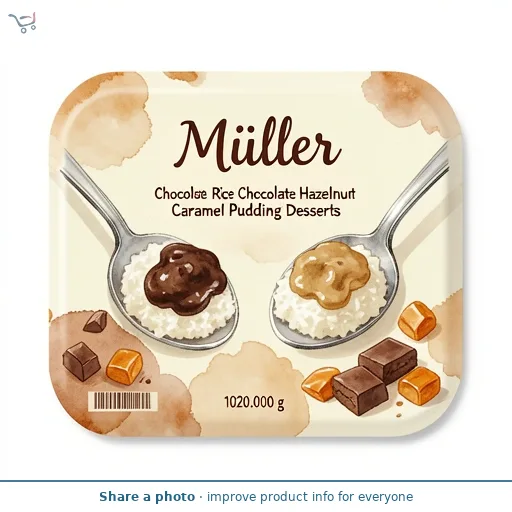 Muller Rice Chocolate Hazelnut and Caramel Pudding Desserts