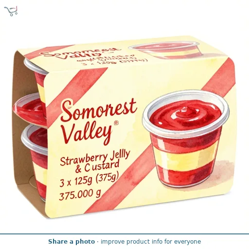 Somerset Valley Strawberry Jelly & Custard 3 x 125g (375g)