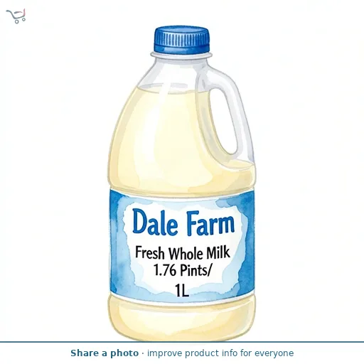 Dale Farm Fresh Whole Milk 1.76 Pints/1L