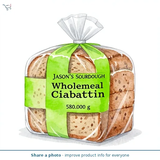 Jason's Sourdough Wholemeal Ciabattin 580g