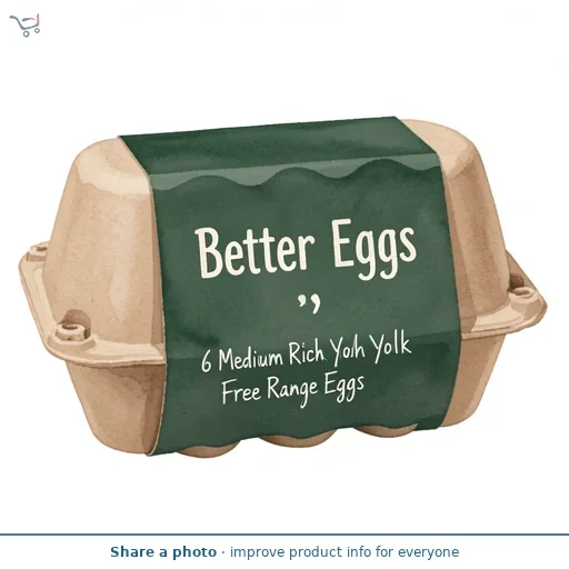 Better Eggs 6 Medium Rich Yolk Free Range Eggs
