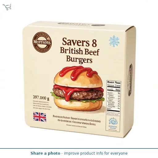 Morrisons Savers 8 British Beef Burgers 397g