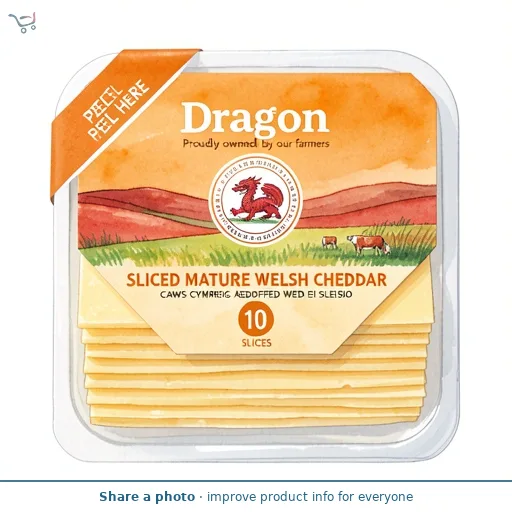 Dragon Sliced Mature Welsh Cheddar 10 Slices 200g