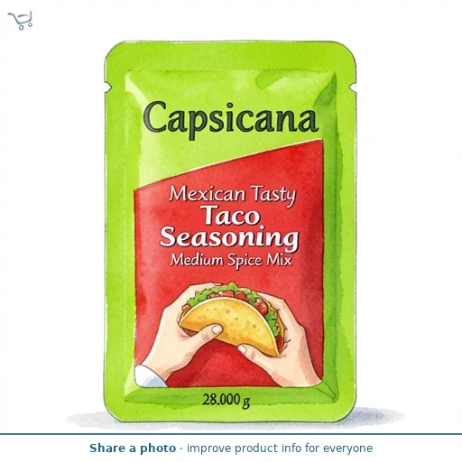 Capsicana Mexican Tasty Taco Seasoning Medium Spice Mix 28g