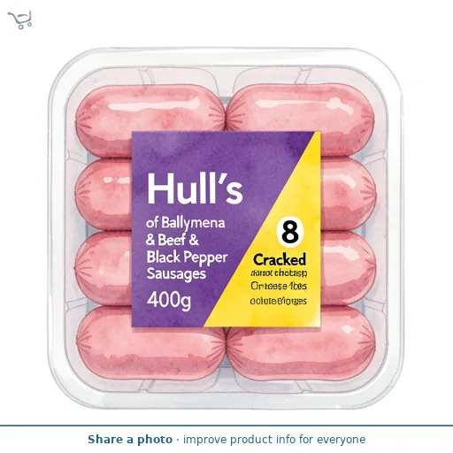 Hull's of Ballymena 8 Beef & Cracked Black Pepper Sausages 400g