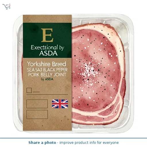 Exceptional by ASDA Yorkshire Bred Sea Salt & Black Pepper Pork Belly Joint (Typically 0.8kg) (Typically 0.8KG)