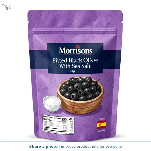Morrisons Pitted Black Olives With Sea Salt (70g)