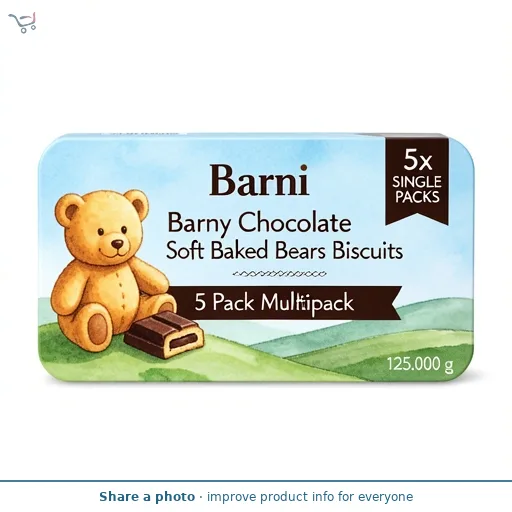 Barny Chocolate Soft Baked Bears Biscuits 5 Pack Multipack