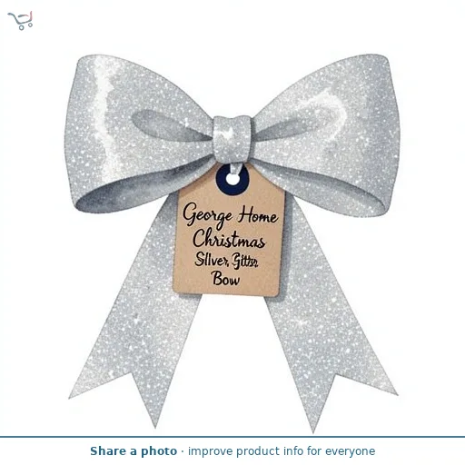George Home Christmas Silver Glitter Bow