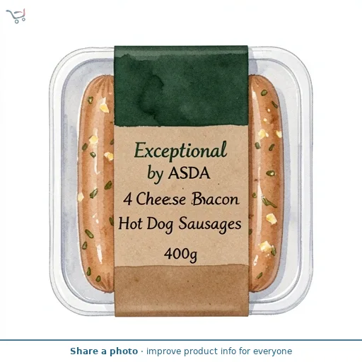 Exceptional by ASDA Exceptional by ASDA 4 Cheese & Bacon Hot Dog Sausages 400g
